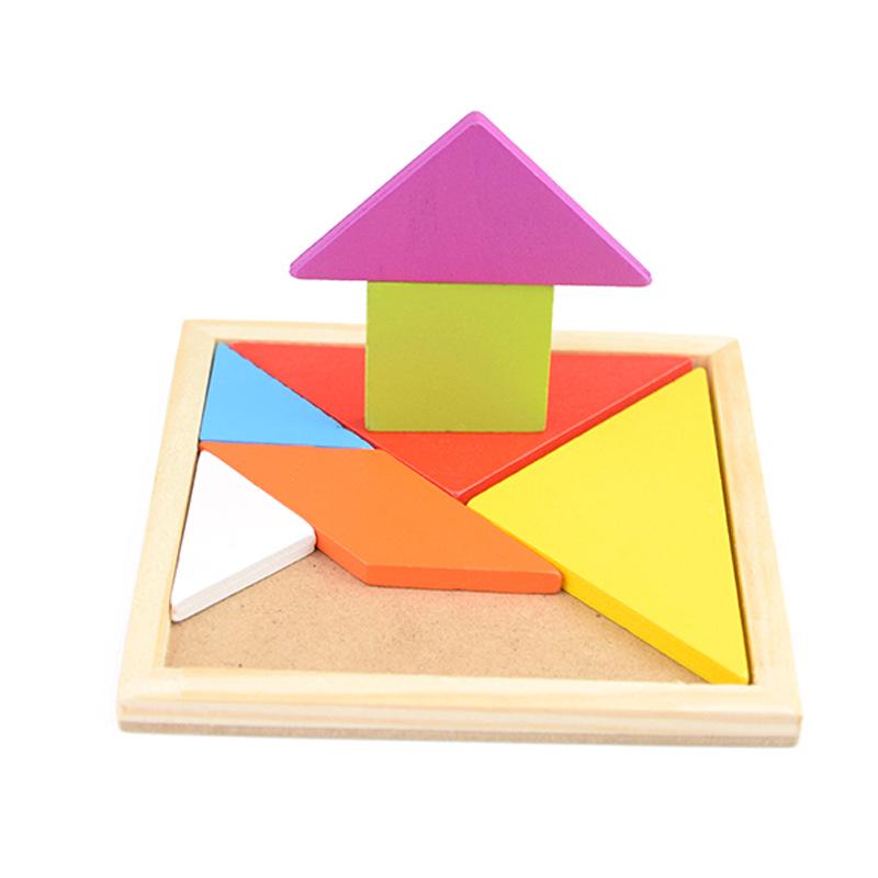 Children s Wooden Tangram Puzzle Toy - Early Education Shape Interlocking Puzzle 10.7*10.7*0.5 cm