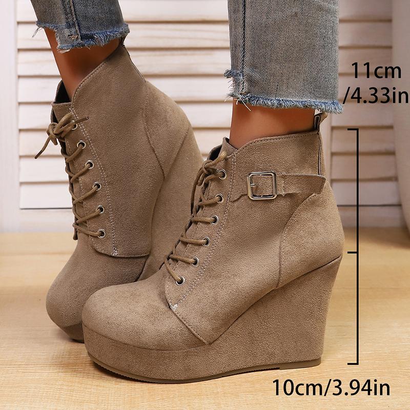 Mote Kile Ankelstøvletter for Kvinner Ensfarget Plattform Høyhælsko Kvinne 2025 Høst Vinter Tykksålede Fuskemockastøvletter