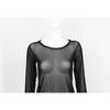 Spring and Autumn Black Translucent Mesh Bottom Shirt Women's Long Sleeve Sexy See-through Thin Mesh Shirt Super Stretchy Yarn Clothing