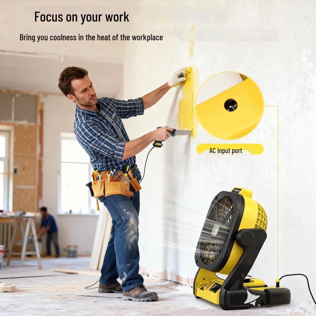 Dual-Use Cordless Lithium Battery Fan for Outdoor and Camping - Compatible with DeWalt, Makita, Milwaukee.