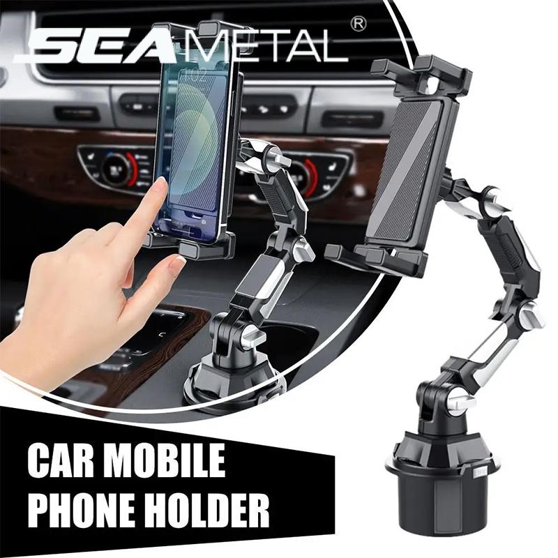 SEAMETAL Tablet Cup Holder Mount For Car Or Truck Heavy Duty 360° Rotation Adjustable Arm Universal Tablet Stand nero
