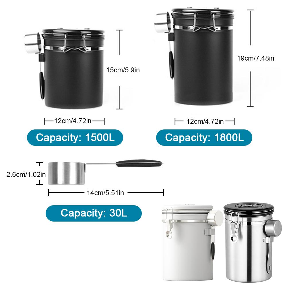 Moisture-Proof Stainless Steel Sealed Tank Storage Coffee Beans Tea   Bean Milk Powder Jar  Pot Kitchen Grains Box