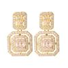 EMMAYA Zircons Delicate White Gold Cubic Zircon Square Drop Dangle Earrings for Women Fashion Wedding Party Wear Jewelry
