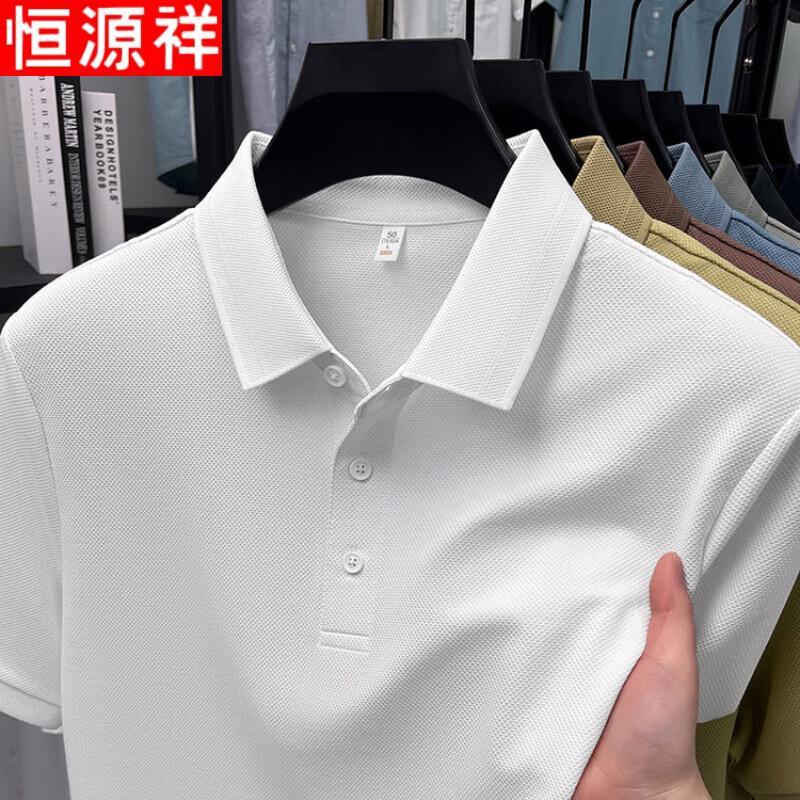 Hengyuanxiang Men's Short Sleeve Business Casual Polo Shirt