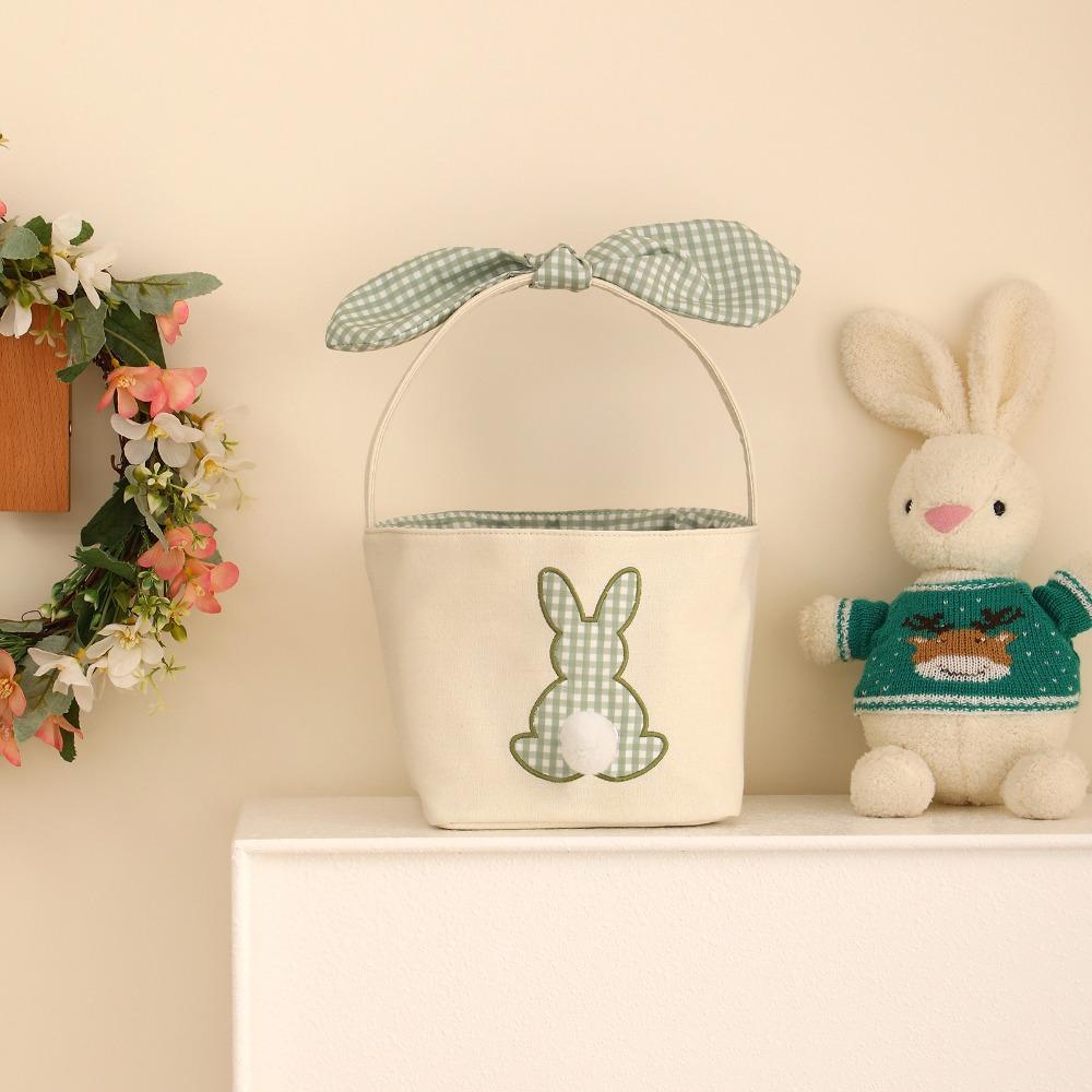 With handle Rabbit Basket Long ears Candy Bag New Easter Egg Basket  Easter decorations