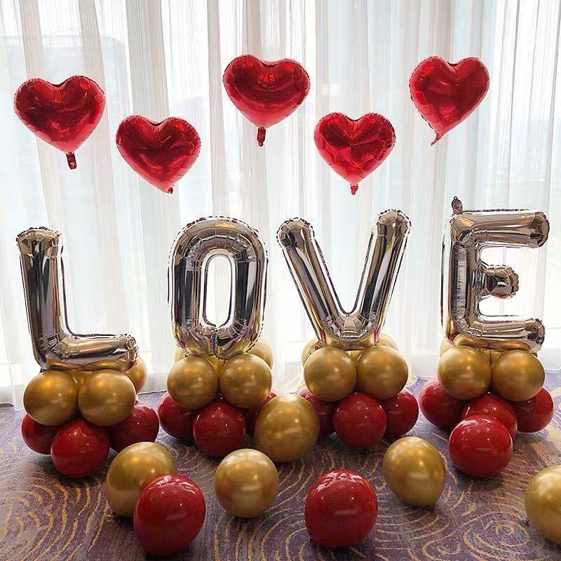 Honeymoon Room Wedding Scene Decor Set: Love Letter Balloons & Transparent Boxes