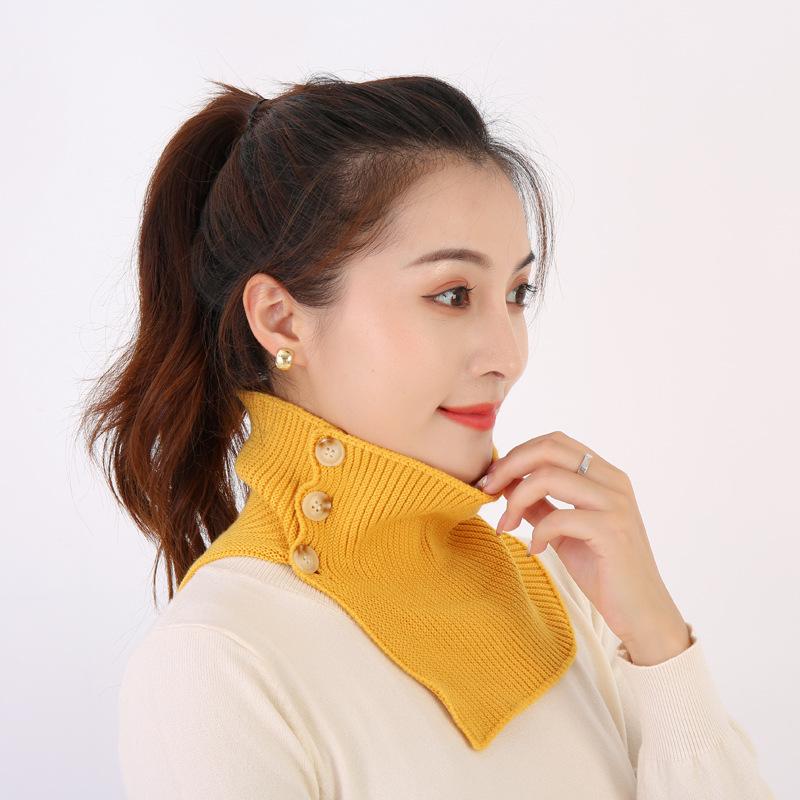 Autumn and winter new fashion men's and women's high neck buttons woolen snood warm knitted fake collar neck pads head and neck covers