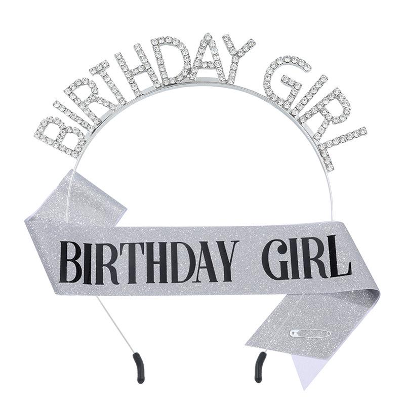 Birthday Girl Rhinestone Headband & Sash Set – Perfect Party Gift & Decoration