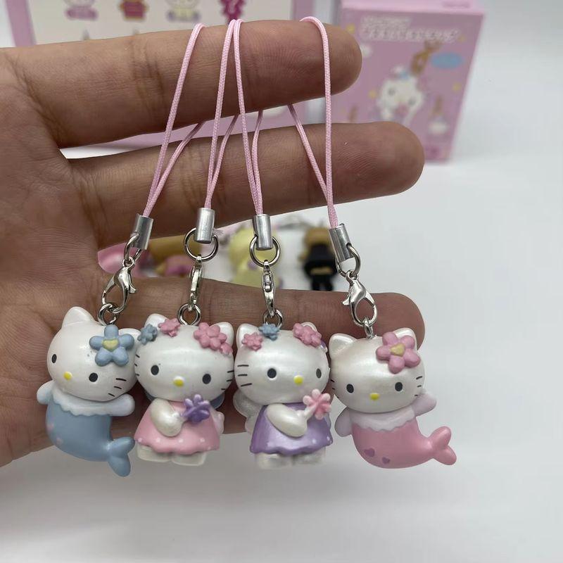 In-Stock Mermaid Phone Chain Decorations Kt Cat Fantasy Series Black Leather Long Leg Pendant Keychain Small Doll Birthday Present