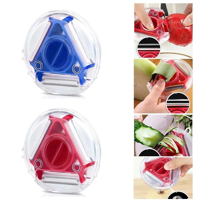 1 Stück 3-in-1 Magic Trio Sparschäler Set Hobel Raspel Schäler Julienne Schneider Multi-Schälmesser Zester Reibe Küchenwerkzeug