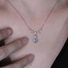 PONYKISS  Sterling Silver Zircon Water Drop Moonstone Chain Necklaces for Women Minimalist Fine  Vintage Accessories