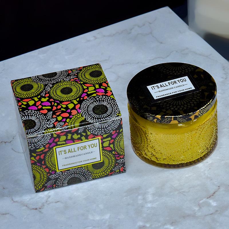 DIY Embossed Glass Handmade Plant Wax Scented Candle Creative Bedroom Scented Candle