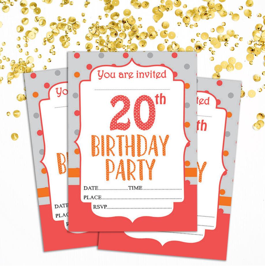 Darling Souvenir White Birthday Invitation Card Printable Elegant Fill or Write In Blank Party Invites 28 Pcs 5 X 7