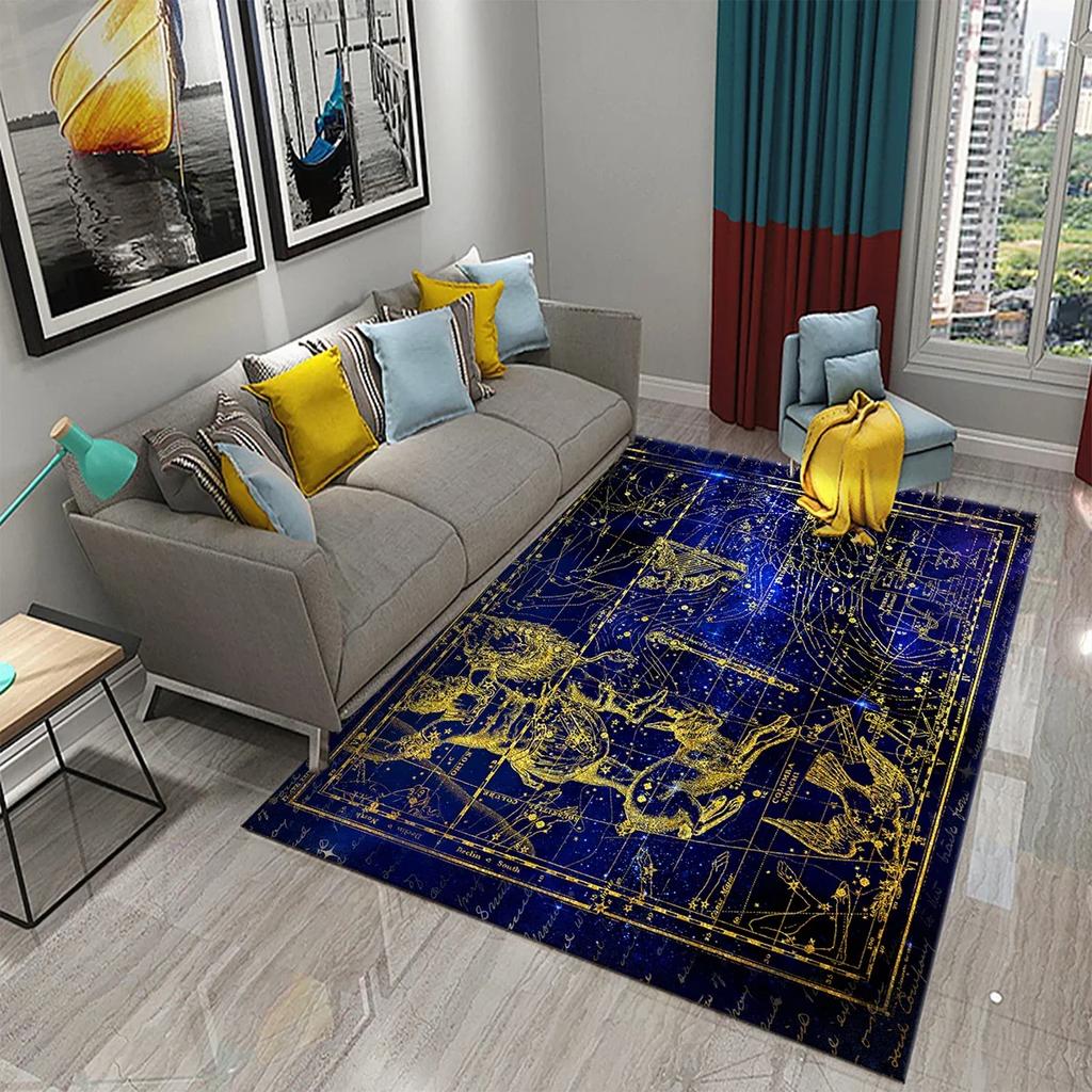 Twelve Constellations Carpet Astrology Rug Mystic Divination Rectangle Area Rugs for Adult Yoga Mats Living Room Decor Door Mat