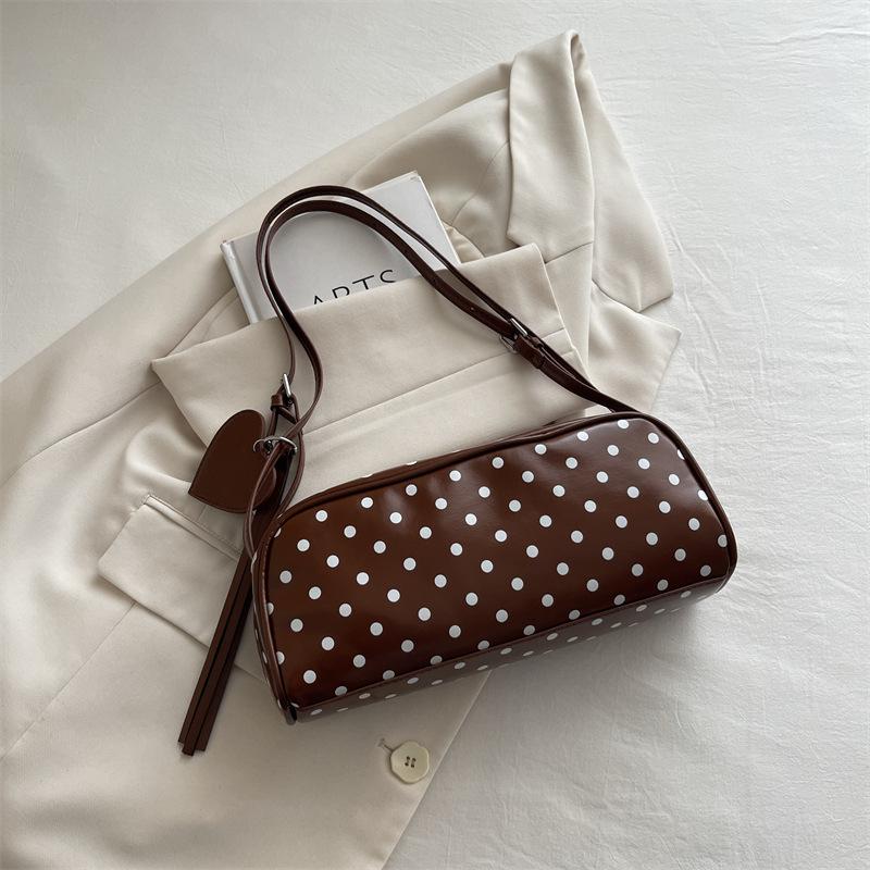 Retro Dot Pu Shoulder Bags for Women Large Capacity Ladies Underarm Bag Korean Style Versatile Portable Girls Pillow Handbags