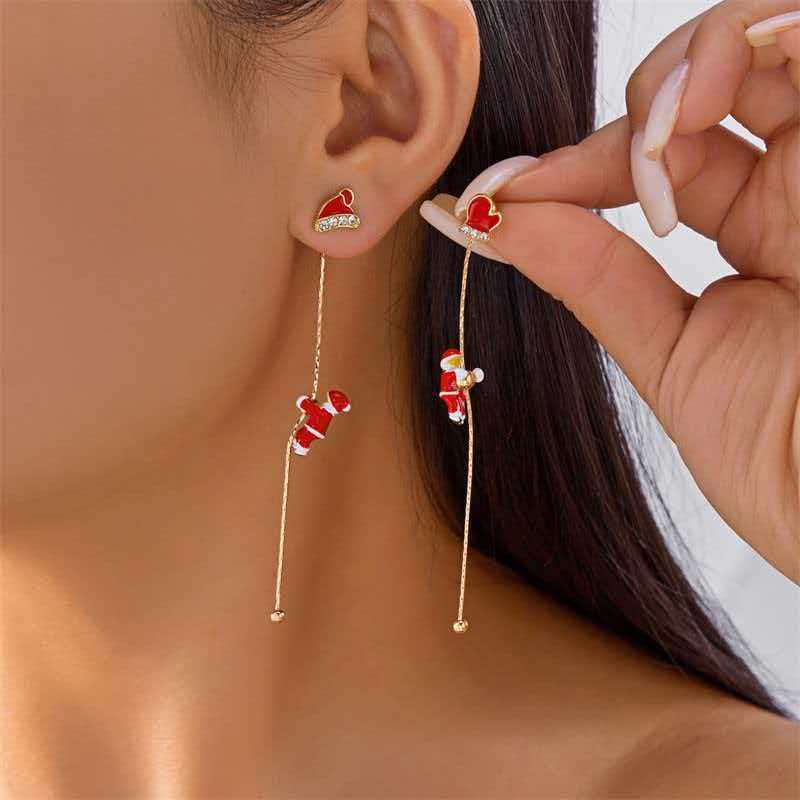 European & American Christmas Earrings: Santa, Snowman, Bells, Socks, Candy Canes - Holiday Gift Collection