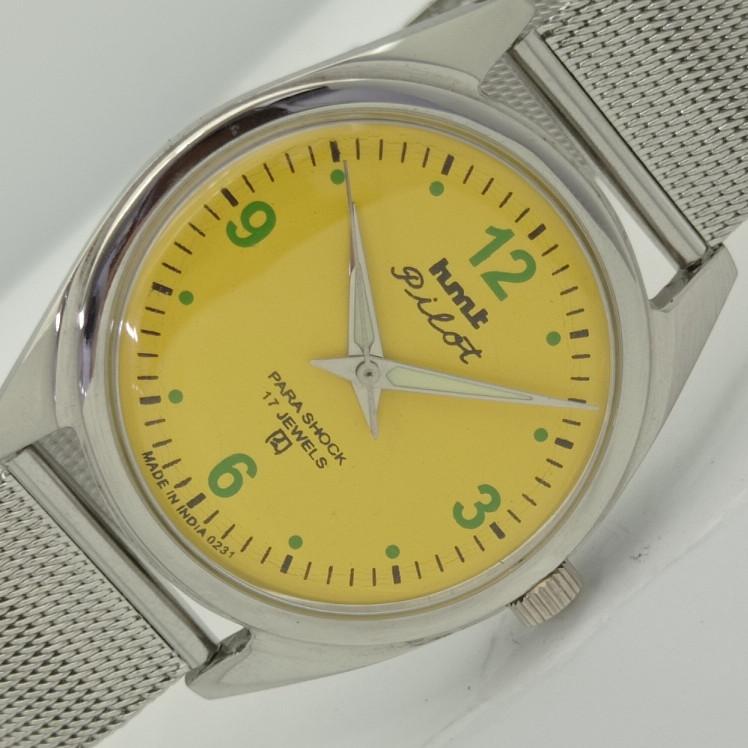 

Б/у HMT PILOT WINDING индийские мужские механические часы с желтым циферблатом a413049-1 B009-a413049