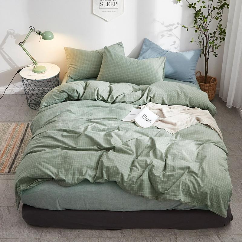 G5Z High-Quality Japanese Washed Cotton Small Check 4-Piece Set