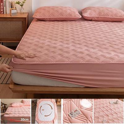 No Pillowcase Thicken Cotton Fitted Sheet  Mattress Cover Bed Protector Cover Bedspread with Elastic Rubber Sheet
