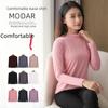 Korean Half-High Collar Slim Fit Modal T-Shirt - Long-Sleeve Solid Color Top