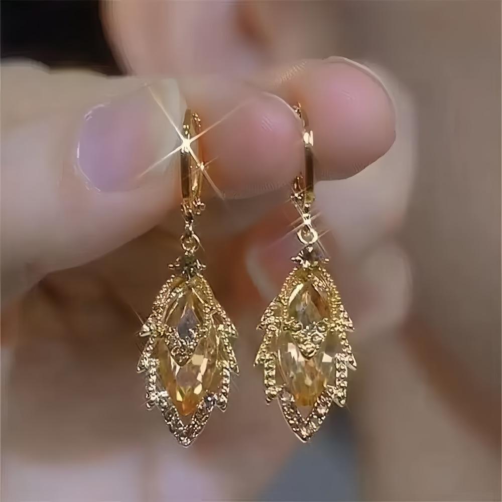 

New Shiny Colorful Cubic Zirconia Geometric Pendant Earrings Women s Elegant Retro Earrings Holiday Party Zircon Gifts earrings