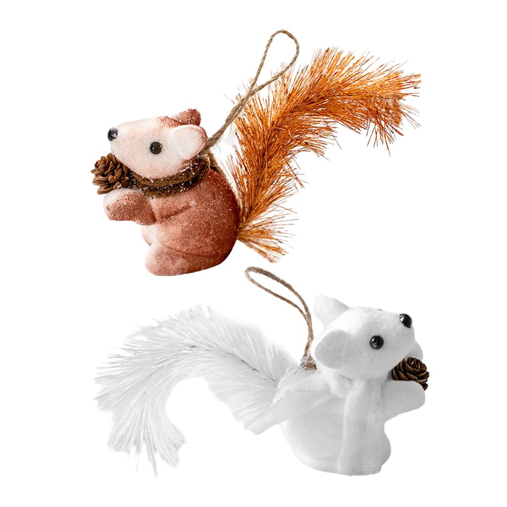 2-teiliger Eichhörnchen-Spielzeug-Anhänger für Weihnachtsbaum Langlebig Stilvoll Partydekoration für Weihnachtsbaum