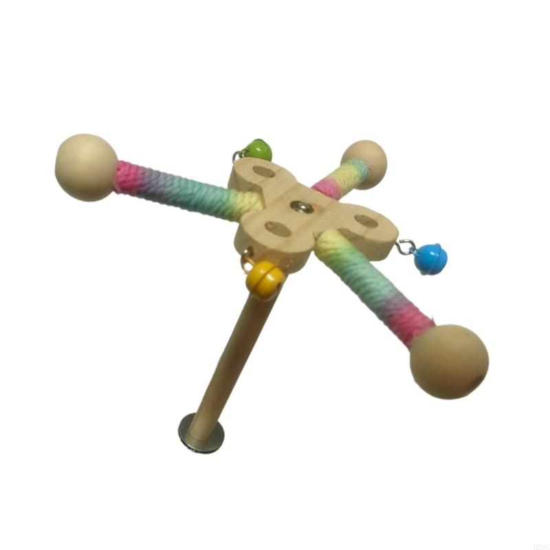 Rotating Bird Perch Toy For Small Parrots Exercise Stand Natural Windmill Chewable Decors Promotes Dental Health HX6C