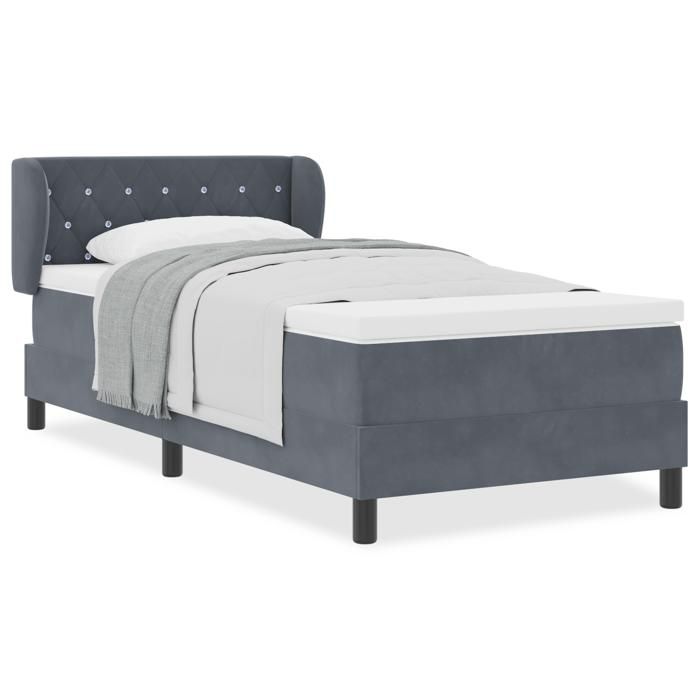 VidaXL Lit à ressorts ensachés avec matelas gris foncé, 100x200 cm, velours 3340323