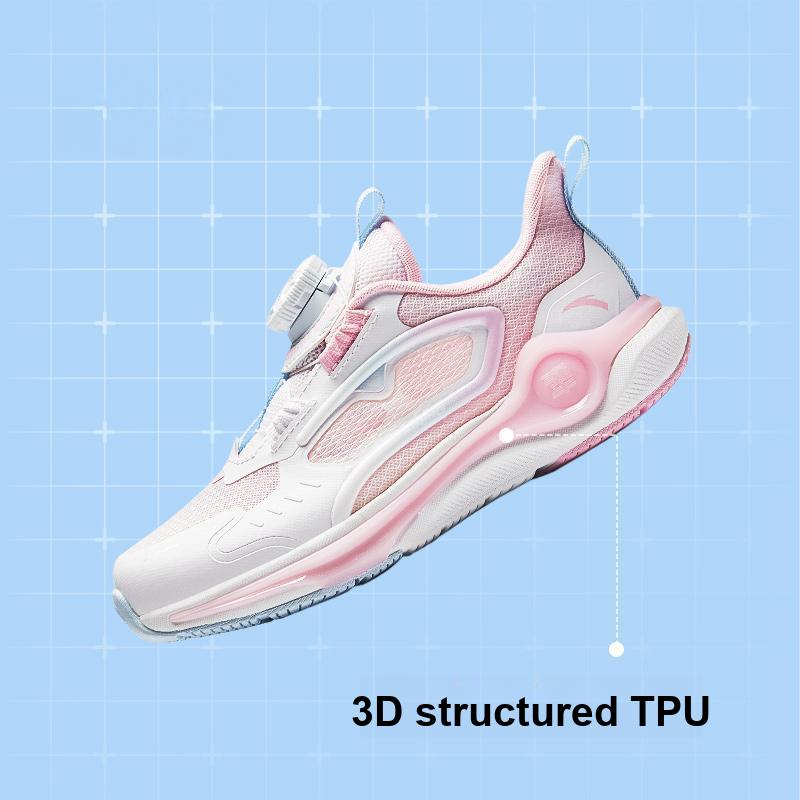 Anta Kids Lingyun 2.0 Fabric Comfortable Non-Slip Low-Top Running Shoes Kids sneaker White Pink 322439903-2