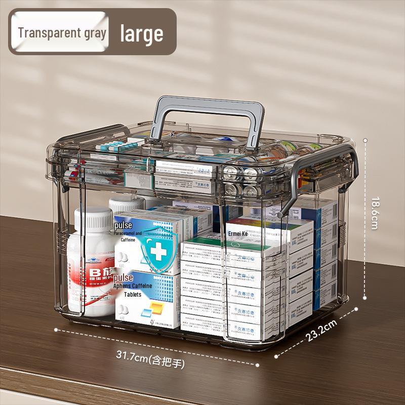 Large Multi-Layer Transparent Family Medicine Box and First Aid Kit