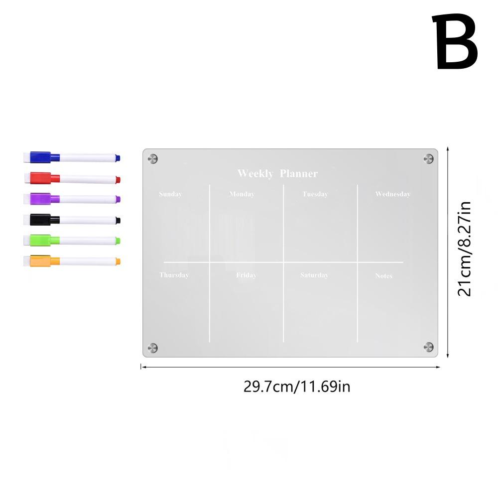 Fridge Magnet Calendar Board Weekly Planner Reusable Dry Erase Magnetic Whiteboard Acrylic Fridge Sticker Message Menu Gadgets