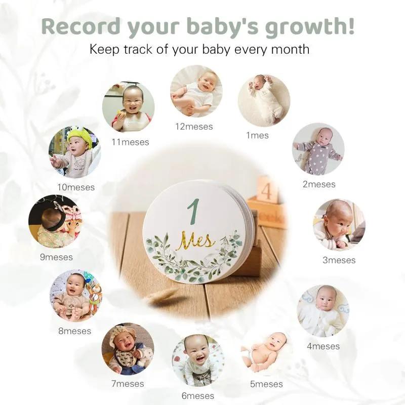 12pcs Newborn Milestone Cards Paper Made Memorial Monthly Milestone Photo Cards Commemorative Baby Birth Baby Photography Props