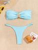 Solid Tie Side Starfish Decor Sexy Two Piece Bikini Swimsuit Fashion Elegant For Vacation