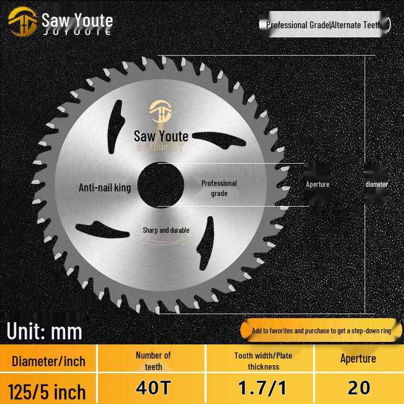 Woodworking Circular Saw Blade for 4, 10, or 12 Inch Cutting; Fits 125 Angle Grinder & 140 Lithium Battery Saw - Cuts Aluminum Sheets