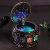 Vintage Music Box with 12 Constellations Rotating Goddess Twinkling LED Light(Aries)