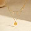 European and American Fashion Retro Double Layer Twin Titanium Steel Necklace Cross Awn Star Round Brand Stainless Steel Necklace