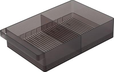 Yamazaki Tower Kühlschrankaufbewahrung mit x T22 x für Kühlschrankaufbewahrungsbehälter, Groß, Trennwände, Schwarz, B37,5 H8,2cm, 1478,