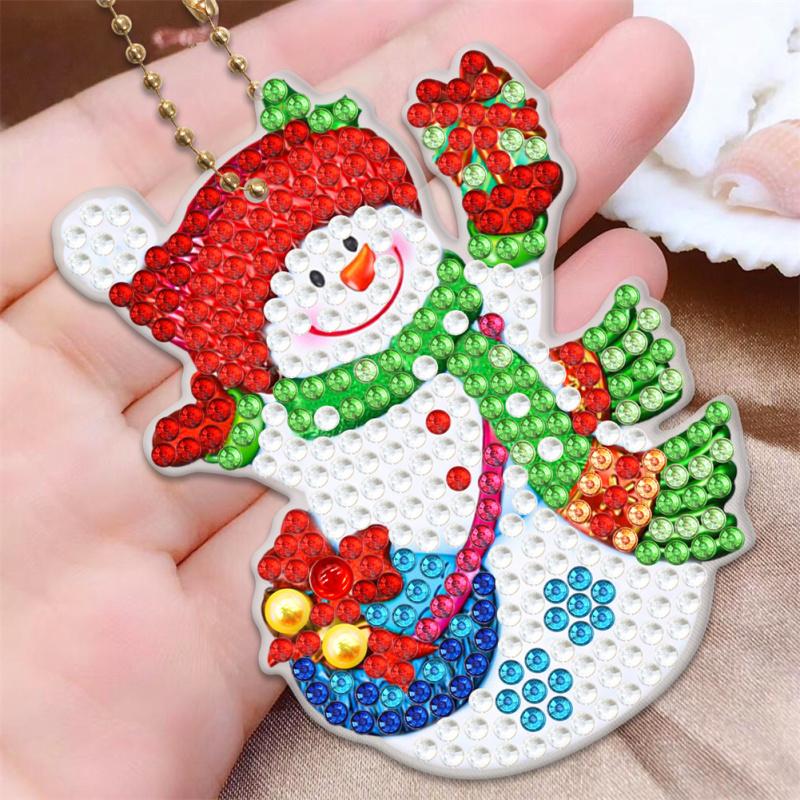 6pcs 5d Diy Double Sided Diamond Painting Kit Christmas Key Chains Pendant Bag Accessories Birthday