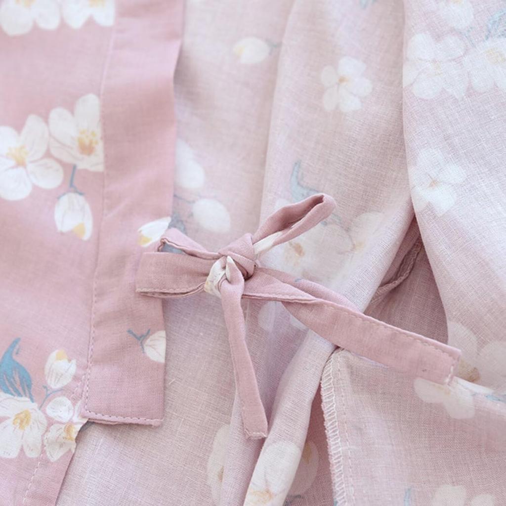 Floral Front Washable Summer Kimono [SISOFTLY] Women's Jinbei, Pattern, 100% Cotton, 2-Piece Set, 3/4 Sleeves, Opening, Samue, Cute, Yukata, Women's,