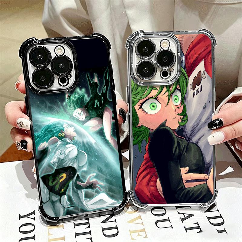 One P-Punch-Mans Tatsumaki Soft Phone Case For iPhone 15 16 17 Air 14 Pro Max 16E Plus 13 12 Mini Plating Anti-Fall Fundas
