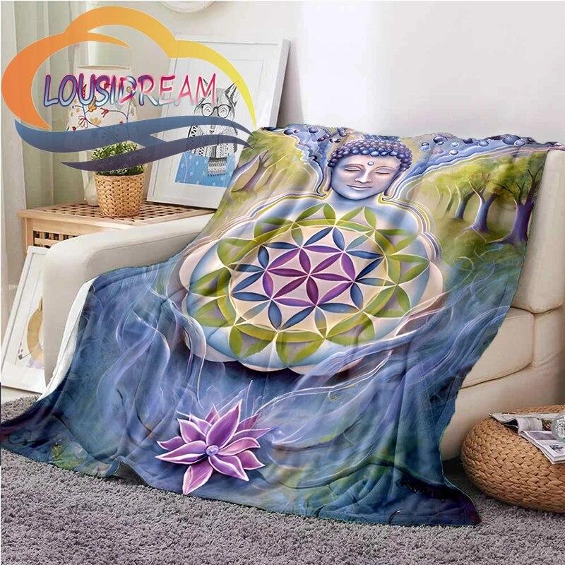 Flower of Life and Dature Stramonium Datura Flannel Warm Soft Fashion Blanket Plush Sofa Bed Throw for Picnic
