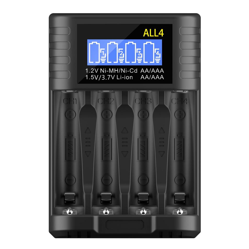 Încărcător cu 4 sloturi pentru o baterie NI-MH NI-CD 1.2 V, baterii litiu-ion AA/AAA 1.5 V/3.7 V