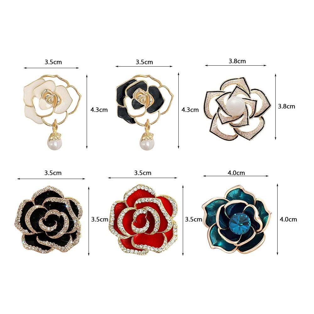Enamel Design Enamel Camellia Brooch Golden And Black Floral Brooch  For Funerals and Mourning