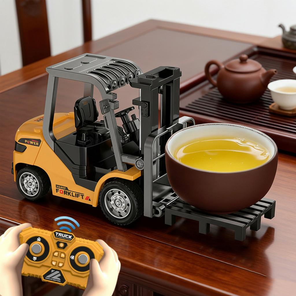 1/64 Mini Remote Control Forklift Truck Remote Controlled Alloy Forklift Toy Car Model for Kids Age 6-12 Christmas Birthday Gift
