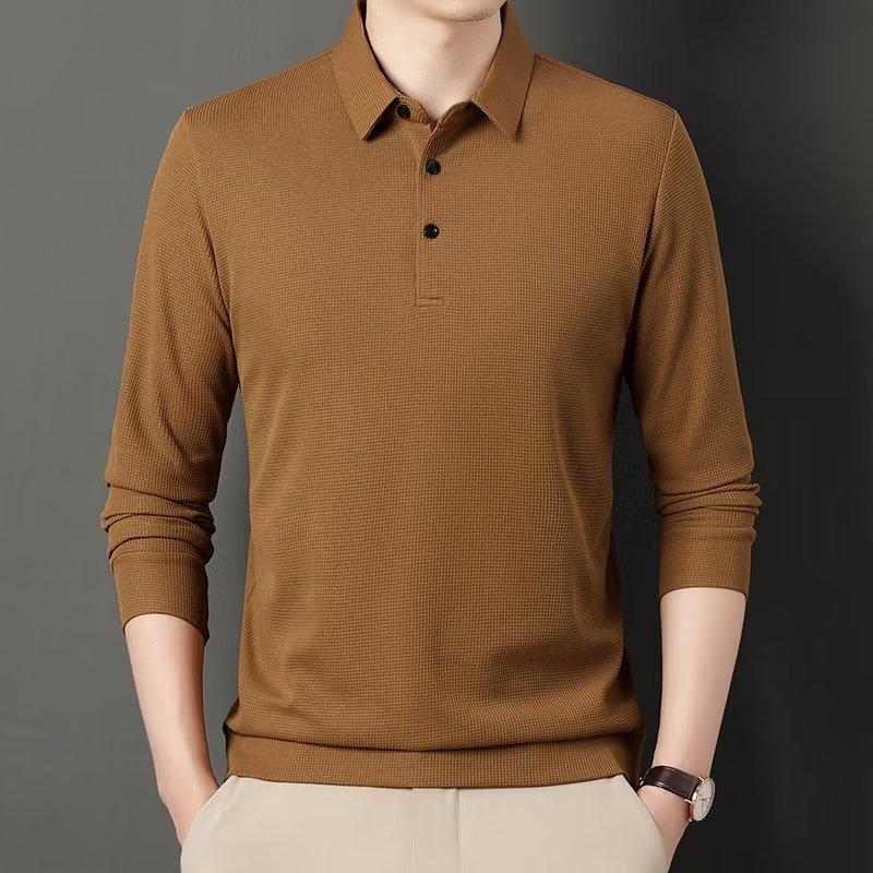 

Men s Autumn Solid Color Long Sleeve Polo Shirt M