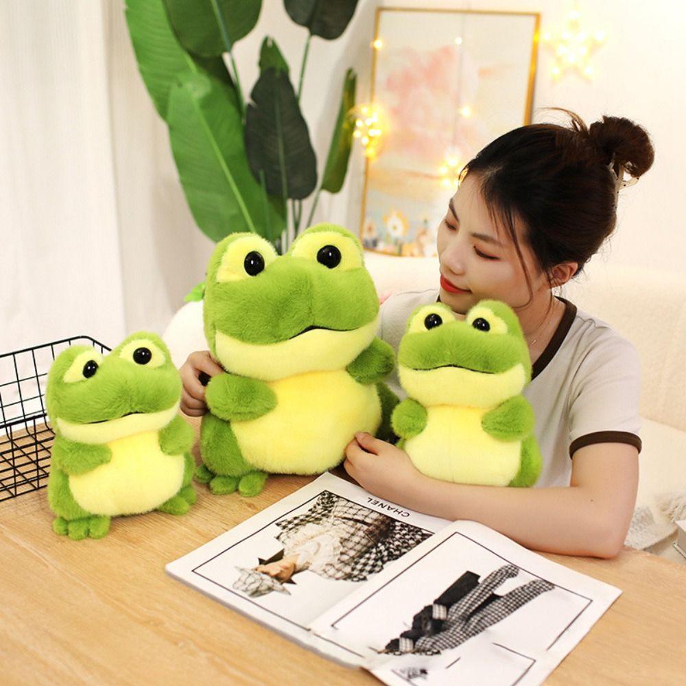 Cartoon Anime Animal Fluffy Frog Figure Doll PP Cotton Cartoon Frog Stuffed Toy  Car Decor