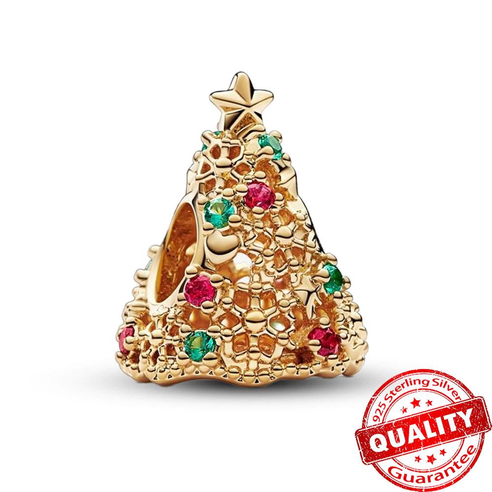 Authentic Copper Gingerbread Man & Candy Cane Christmas Dangle Charm Fit Original Bracelet Santa Claus Xmas Gift