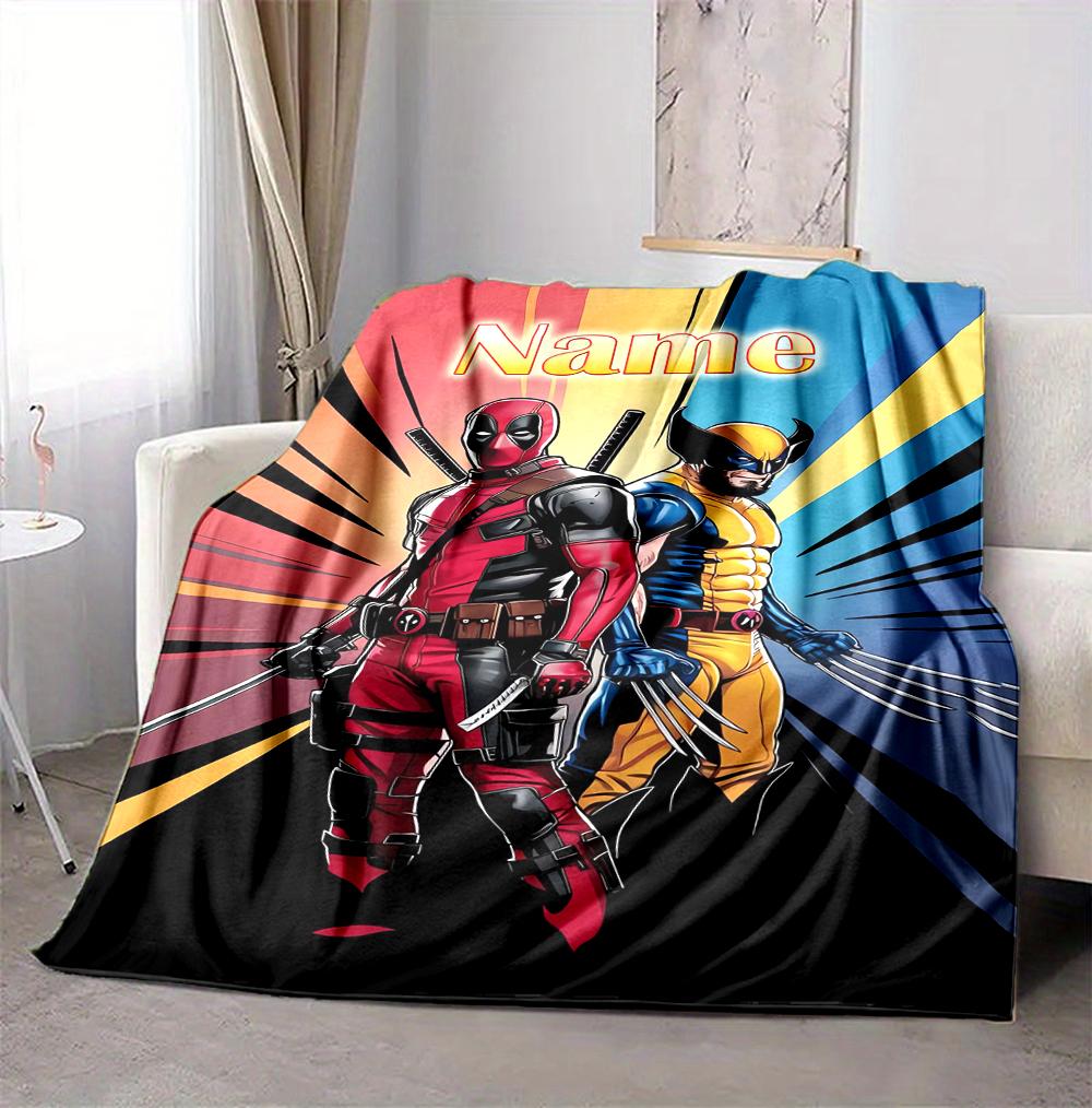 Custom Name Deadpool Armor Flannel Blanket Throw Blanket Soft Warm Sofa Bed Decor Unique Gift
