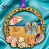 Beach Theme Holiday Decorations Christmas Ornaments Vacation Themed Tree Hanging Decoration Acrylic Lightweight Metal Pendants Slipper Shell