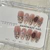 Press on Nails Cat Eye Fake Nails with Glitter Design Artificial Acrylic Nails Glossy False Nails Full Cover Stick on Nails Glue on Nails for Women